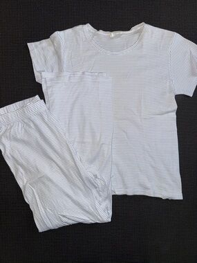 LAKE White & Light Blue Striped Pajama Set